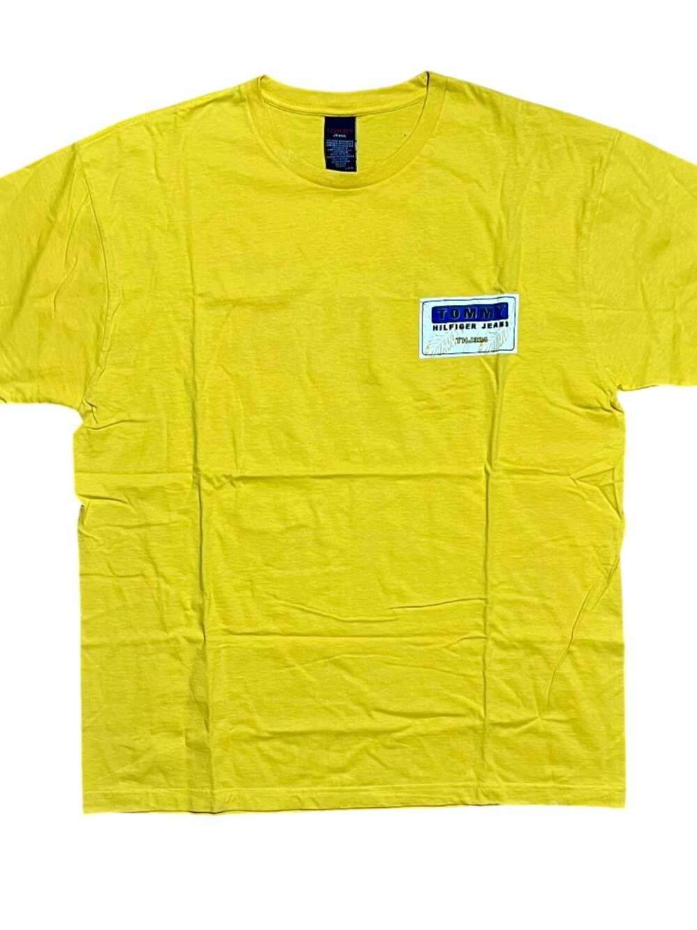 Tommy Hilfiger Jeans Y2K Yellow Tropical Leaf Graphic T-Shirt, Men's Large